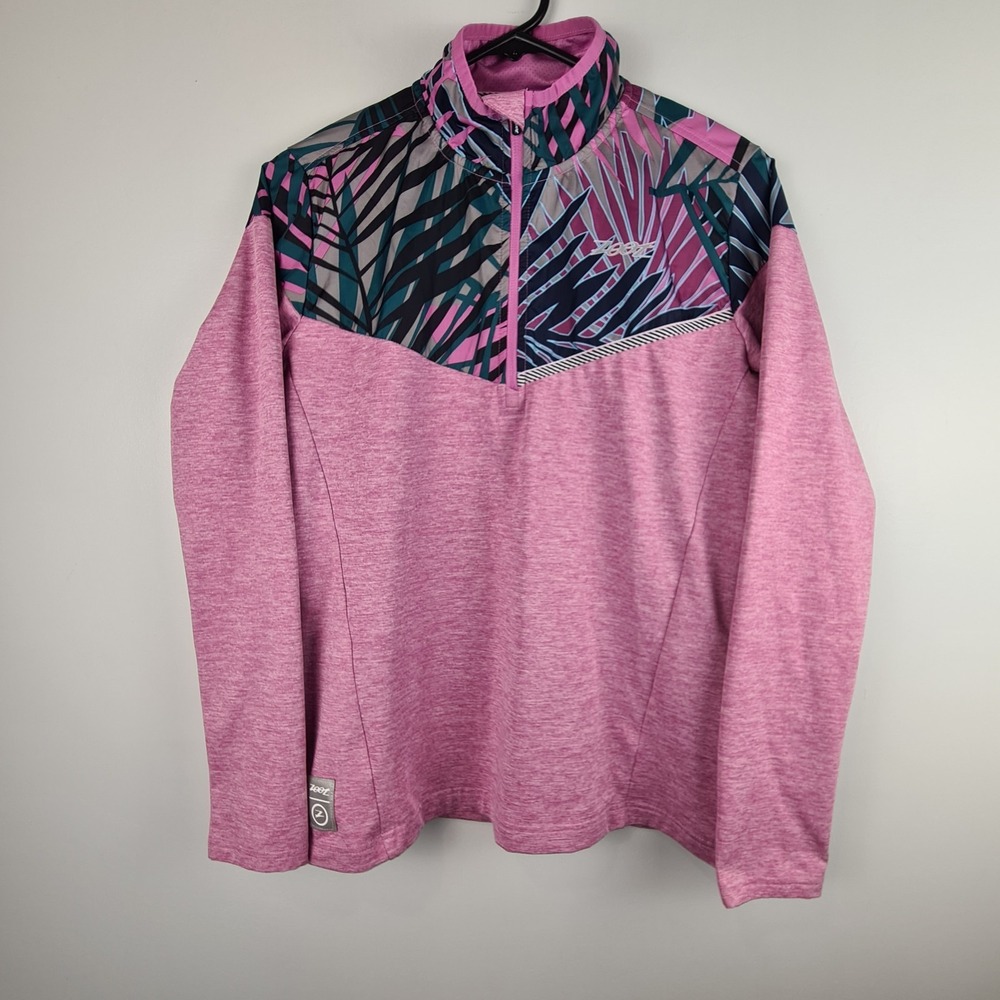 Zoot Pink Pullover Half-Zip Sweatshirt with Patterned Yoke